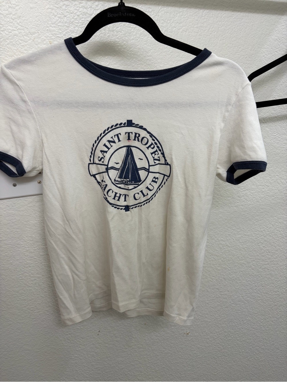 Brandy Melville White Tee with Navy Trim